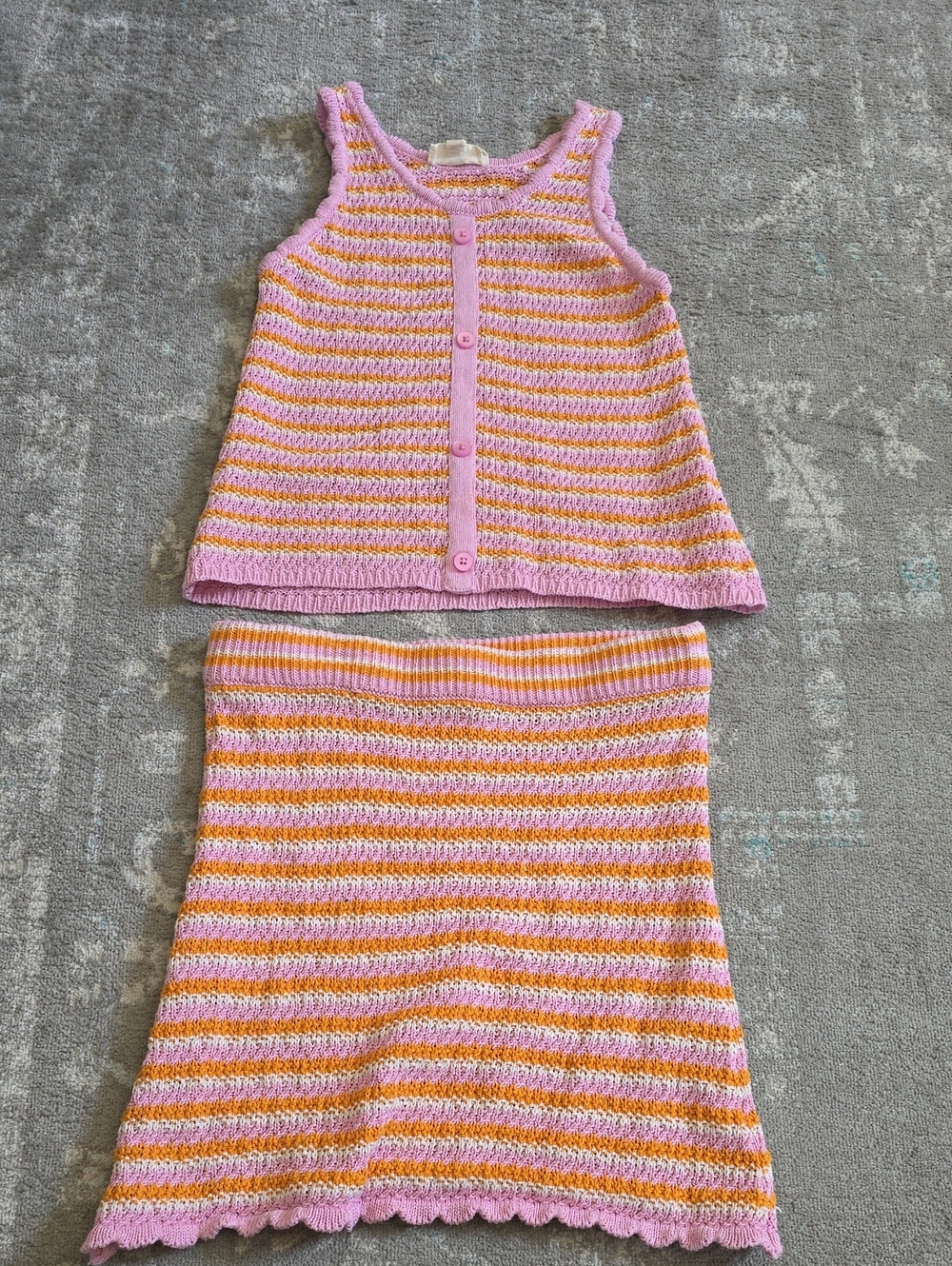 Jessica Simpson Pink and Orange Striped Knit Set